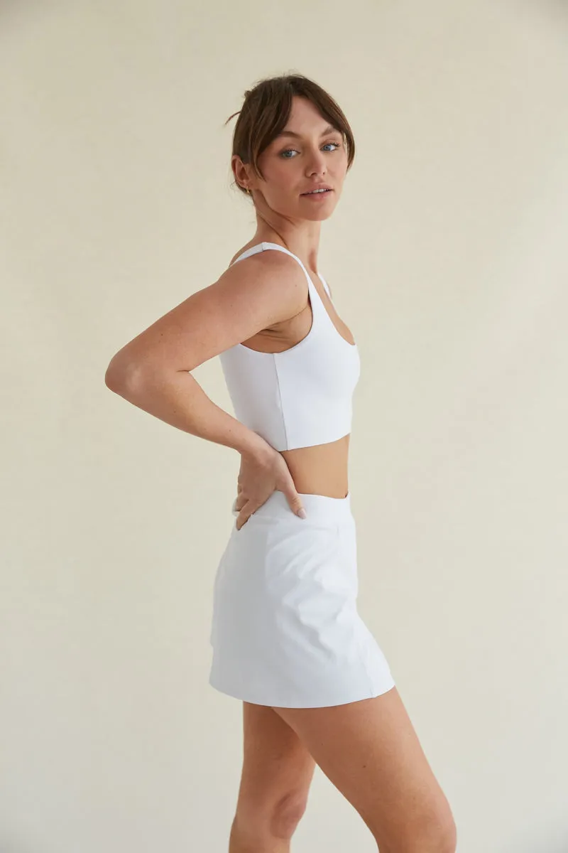 Kenzie Double Lined Crop Tank in White sold by American Threads product image thumbnail 3