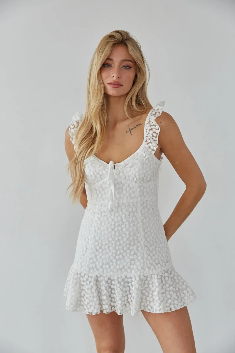 Daisy Lace Ruffle Strap Mini Dress sold by American Threads