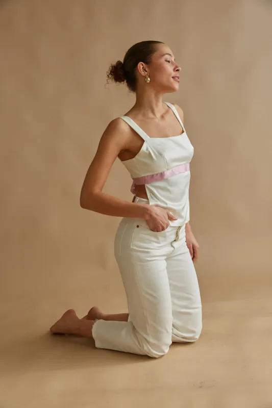 Serafina Open Back Satin Top sold by American Threads