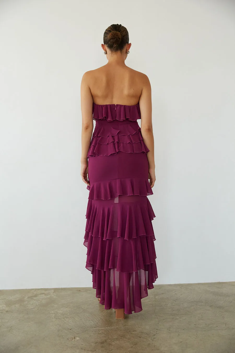 Clementine High Low Ruffle Maxi Dress sold by American Threads product image thumbnail 4