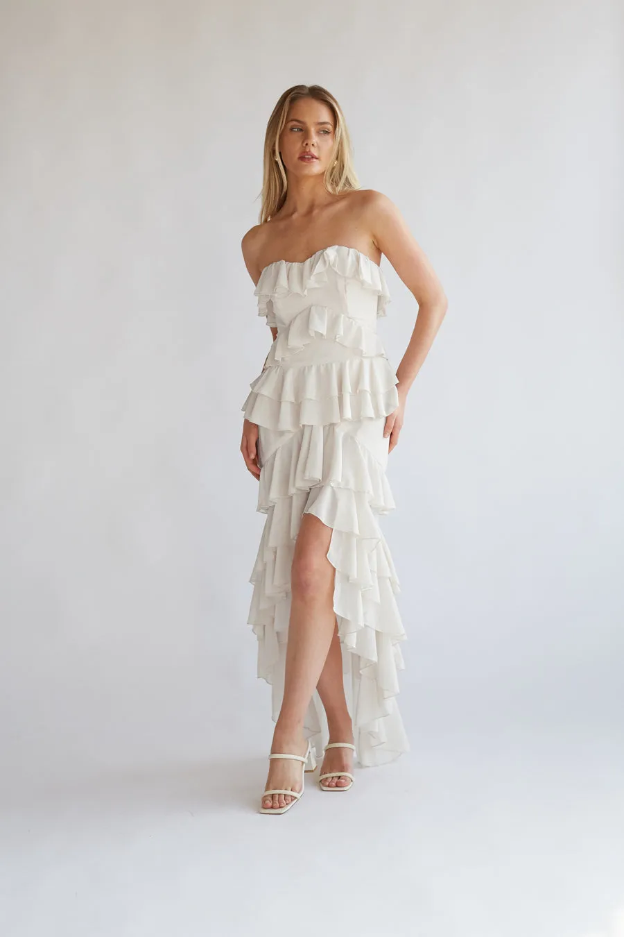 Clementine High Low Ruffle Maxi Dress sold by American Threads product image thumbnail 2