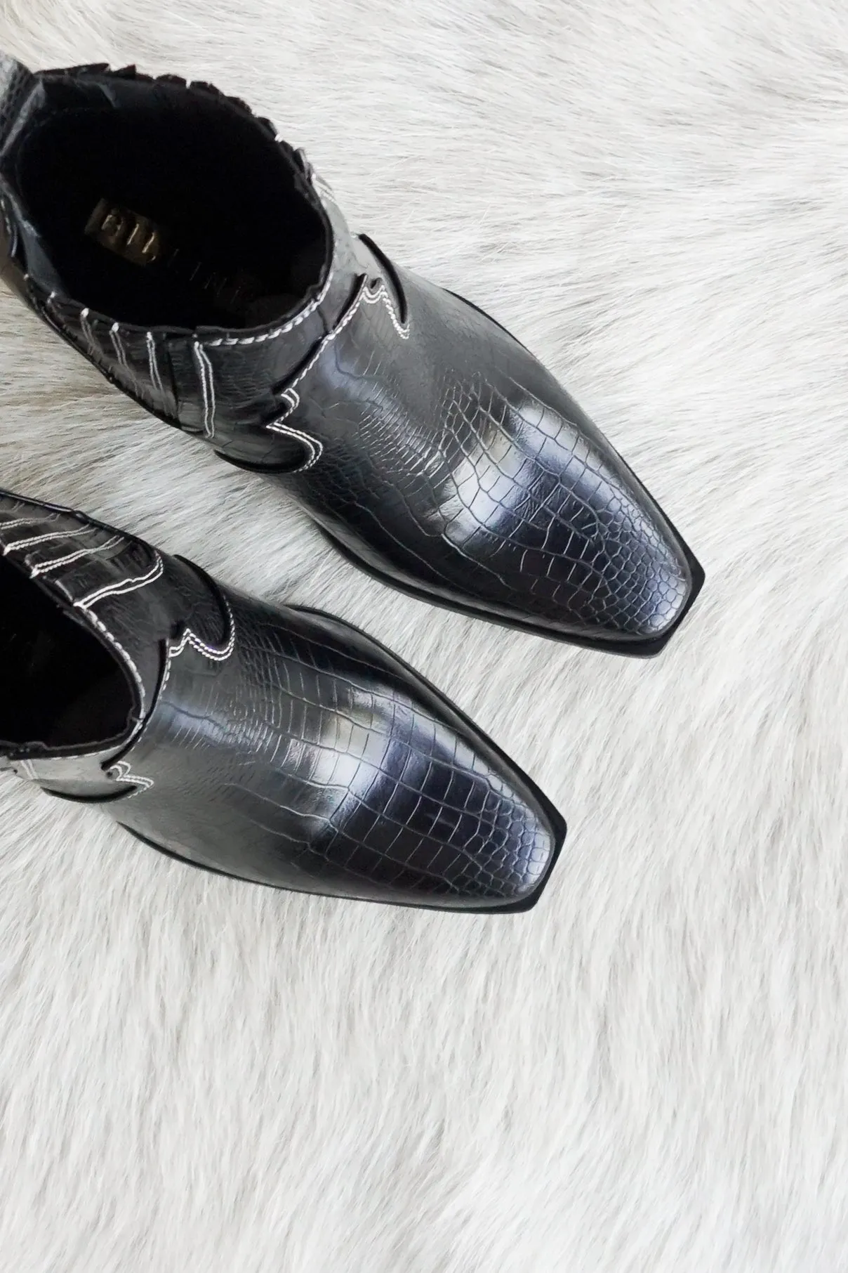 Camille Western Mid Ankle Boot in Black sold by American Threads product image thumbnail 3