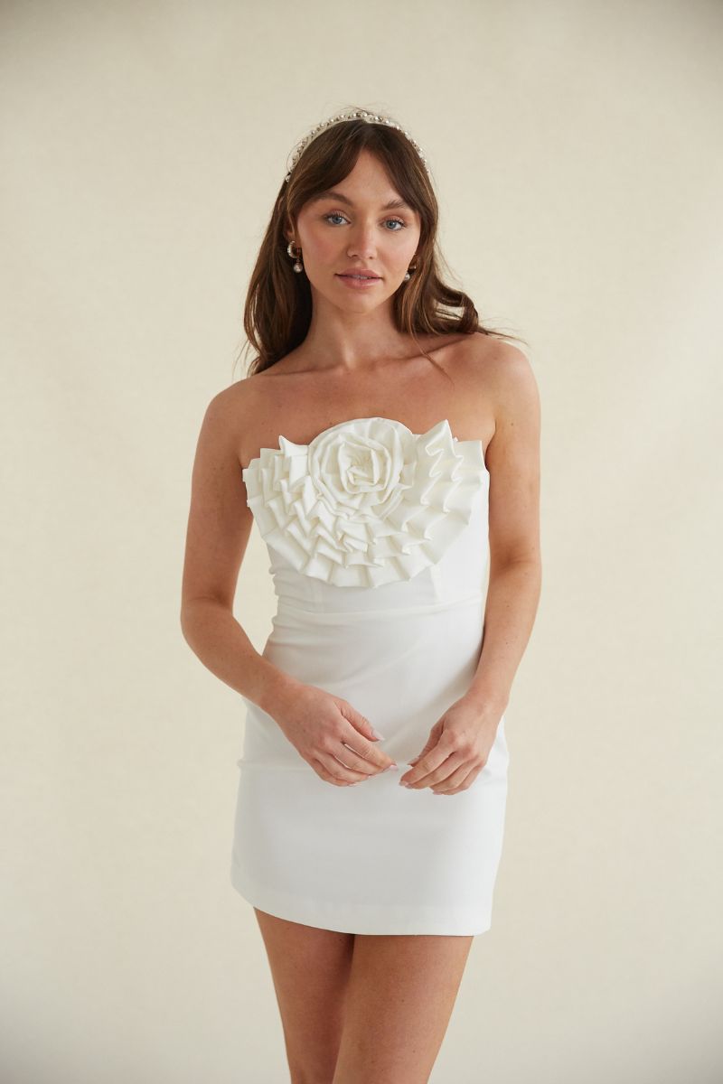 Julianna Rose Dress in White sold by American Threads