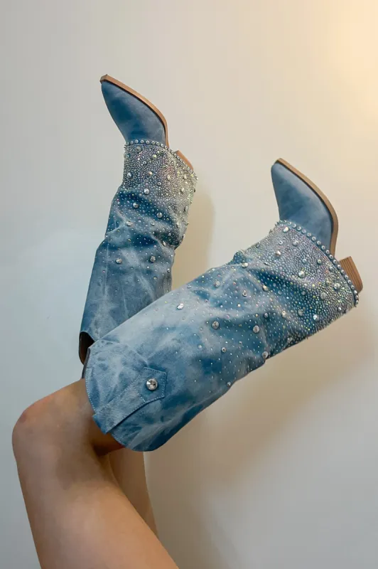 Azalea Wang Mellow Denim Western Boots sold by American Threads