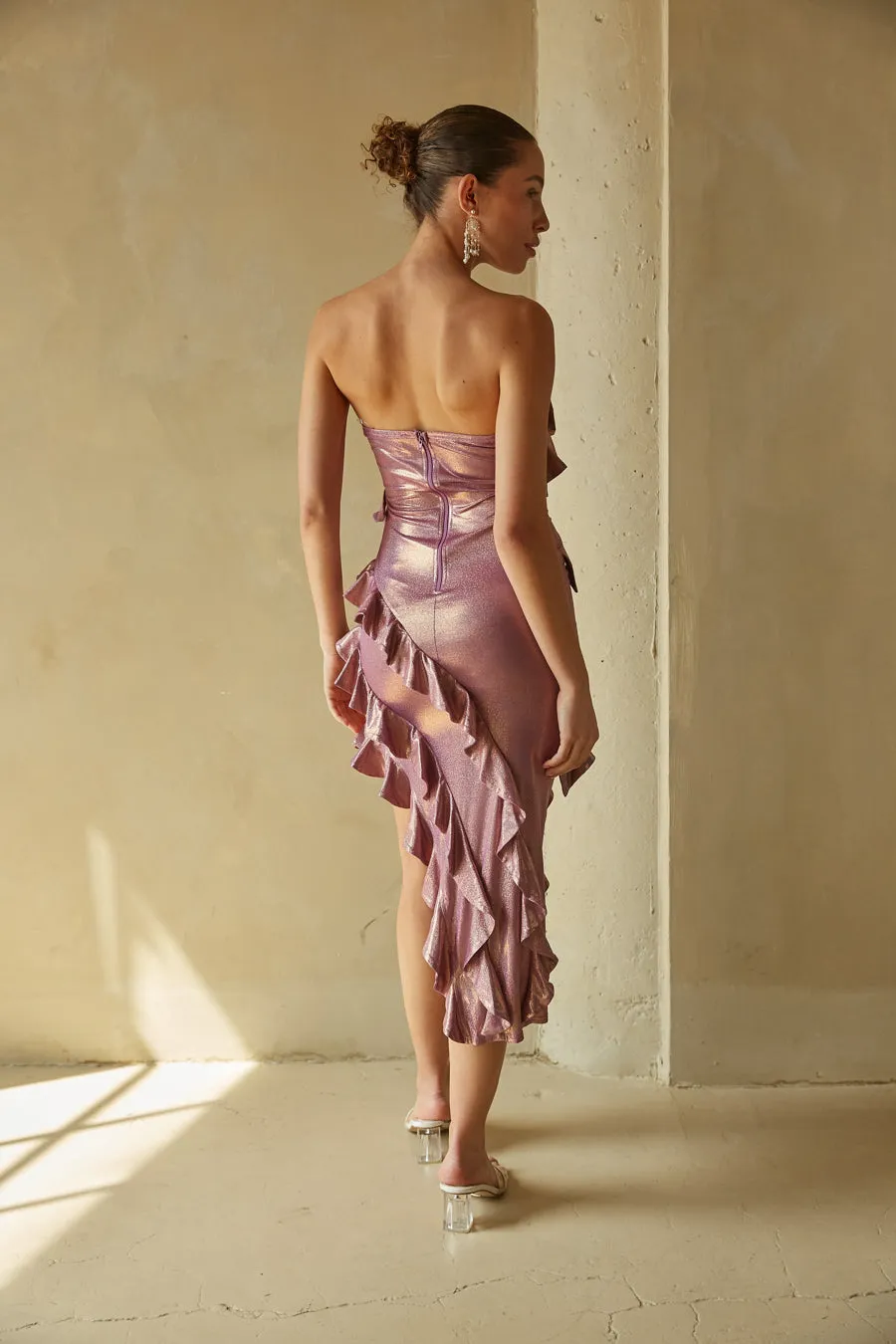 Ariel Strapless Ruffle Midi Dress sold by American Threads product image thumbnail 2