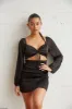 Kaia Smocked Satin Mini Dress sold by American Threads