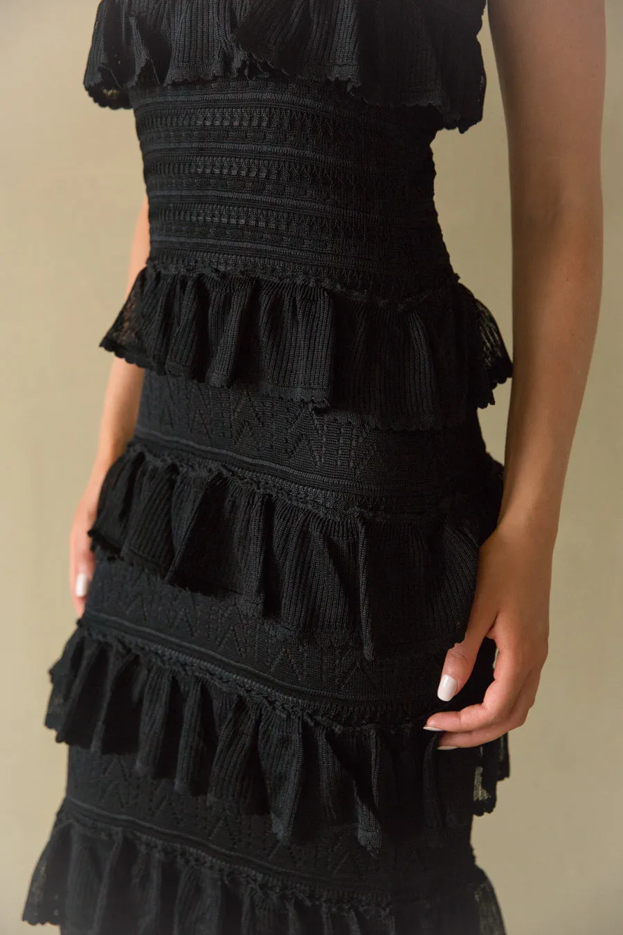 Renee Tiered Ruffle Crochet Maxi Dress sold by American Threads product image thumbnail 5