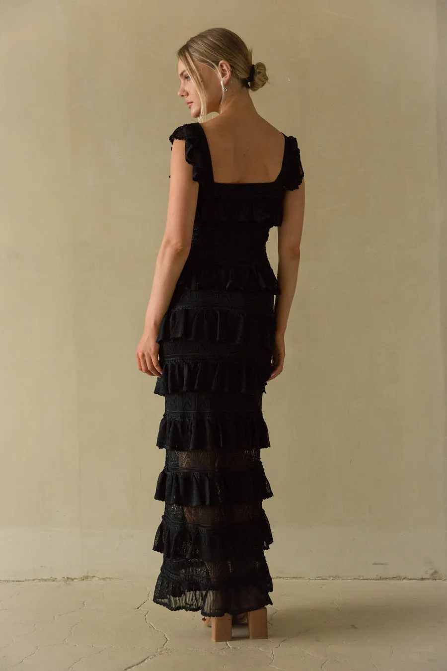 Renee Tiered Ruffle Crochet Maxi Dress sold by American Threads product image thumbnail 2