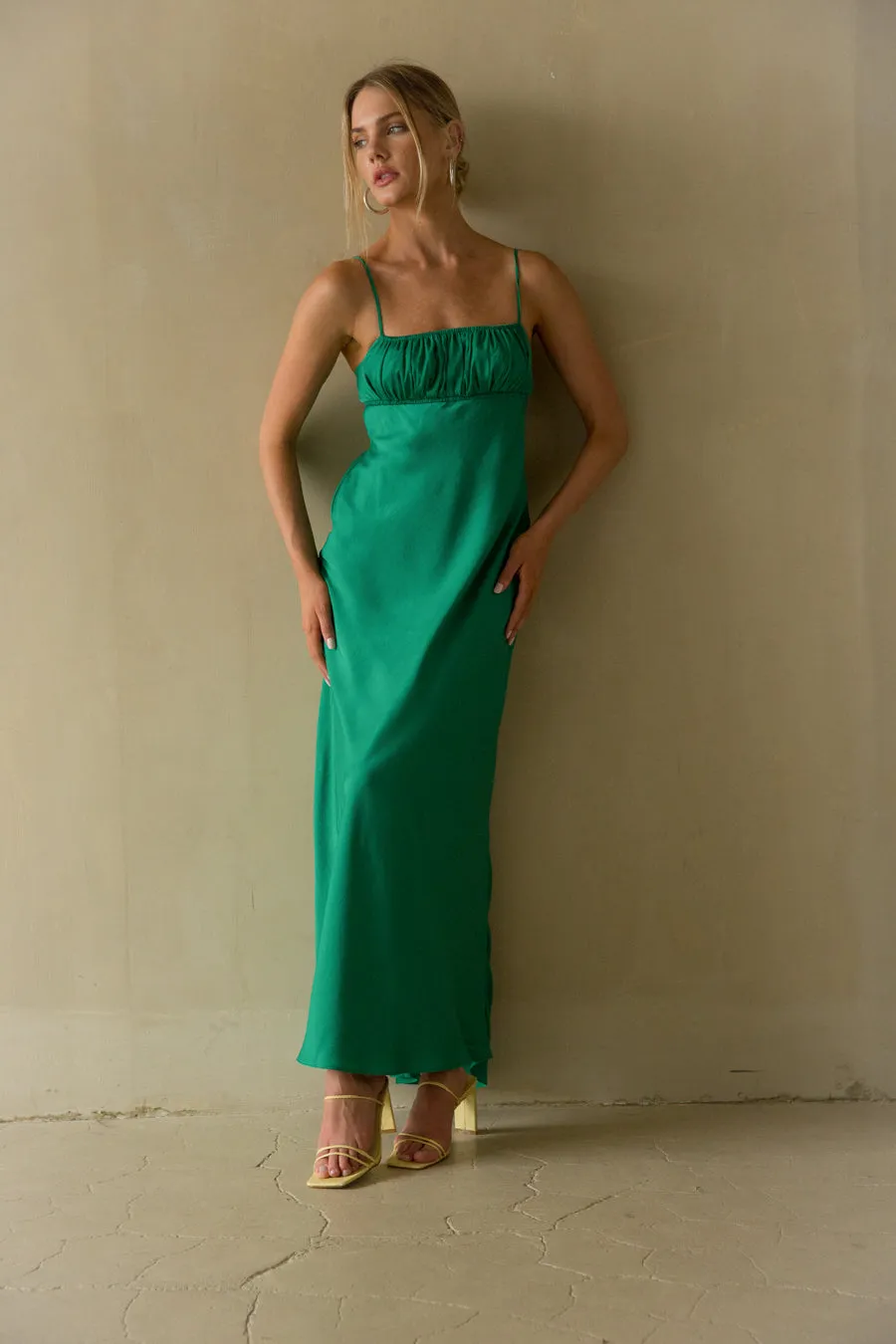 Adelai Open Back Satin Maxi Dress sold by American Threads product image thumbnail 4