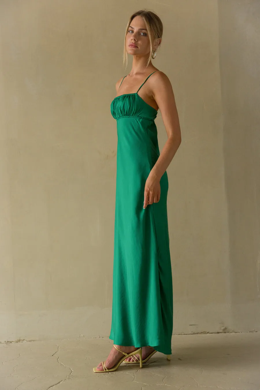 Adelai Open Back Satin Maxi Dress sold by American Threads product image thumbnail 3