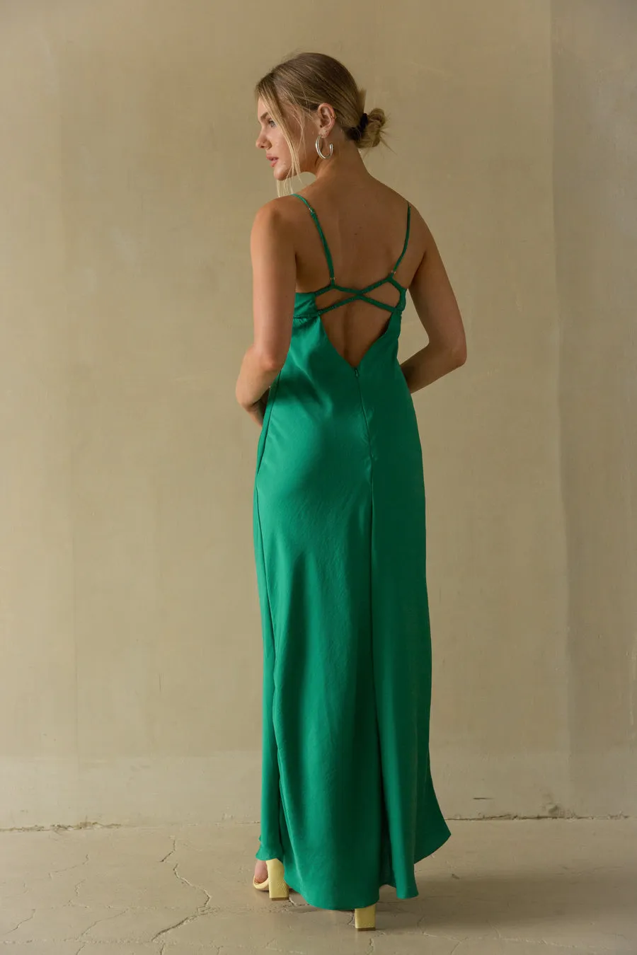 Adelai Open Back Satin Maxi Dress sold by American Threads product image thumbnail 2
