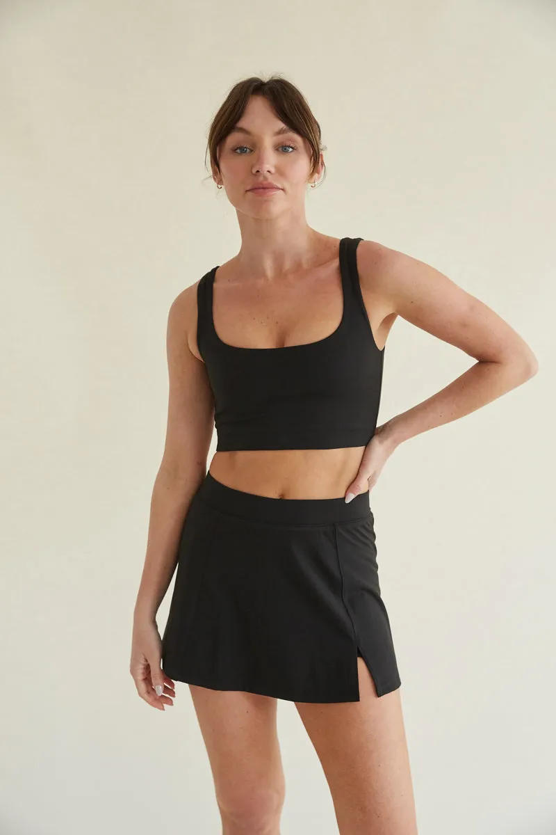 Kenzie Double Lined Crop Tank in Black sold by American Threads product image thumbnail 4