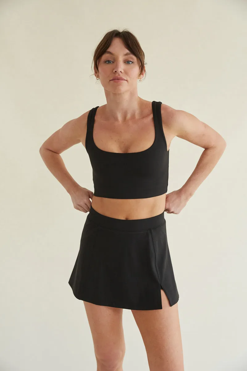 Kenzie Double Lined Crop Tank in Black sold by American Threads product image thumbnail 5