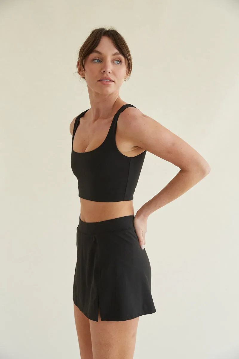Kenzie Double Lined Crop Tank in Black sold by American Threads product image thumbnail 3