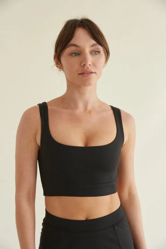 Kenzie Double Lined Crop Tank in Black sold by American Threads