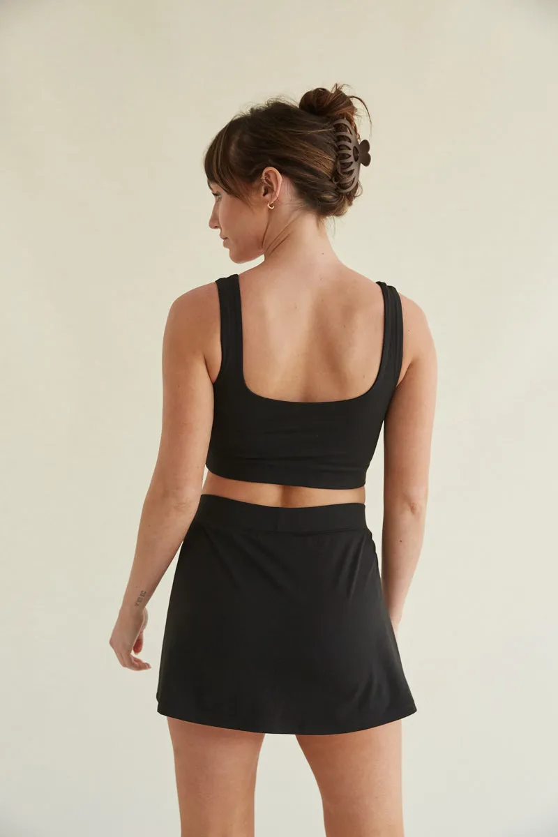 Kenzie Double Lined Crop Tank in Black sold by American Threads product image thumbnail 2