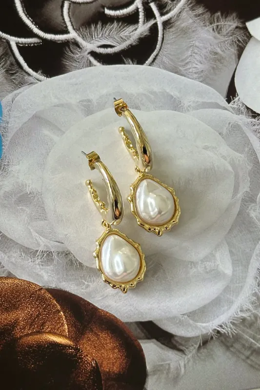 Mariana Pearl Charm Hoops sold by American Threads