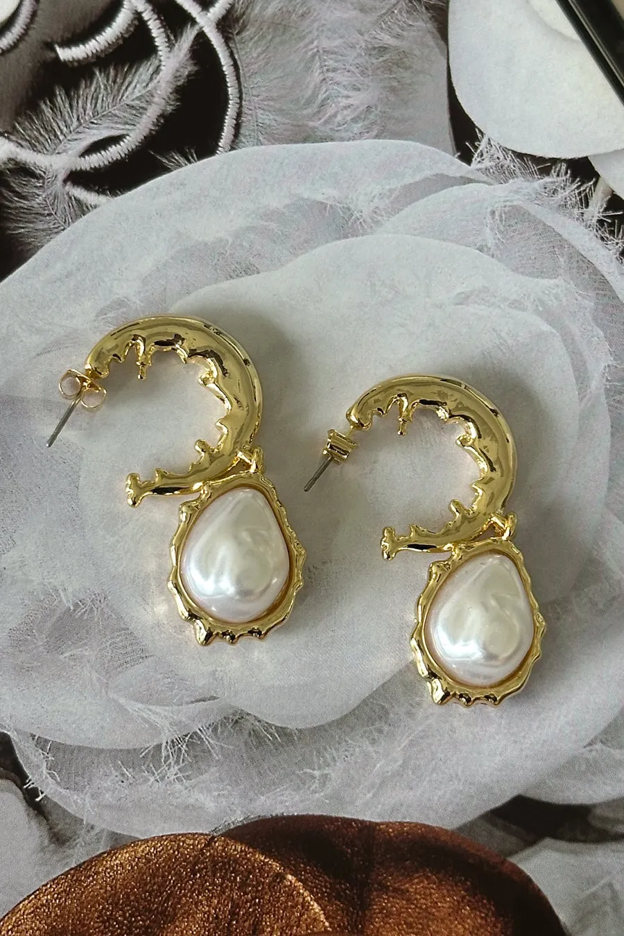 Mariana Pearl Charm Hoops sold by American Threads product image thumbnail 2