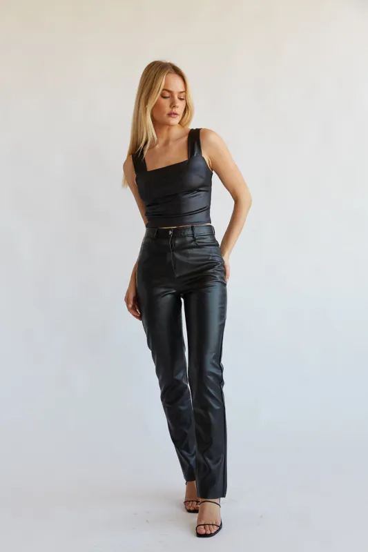 Katella Vegan Leather Straight Leg Pants sold by American Threads