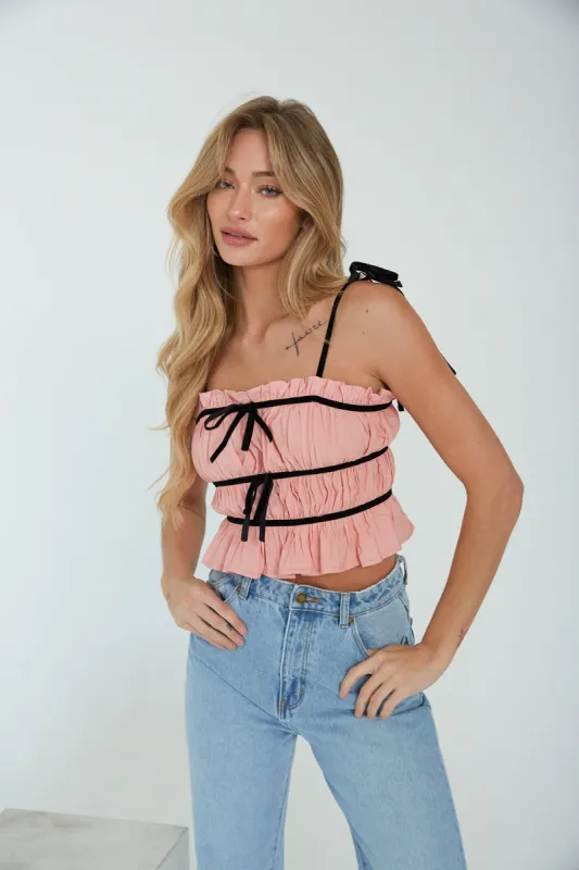 Rena Ruffle Contrast Top sold by American Threads