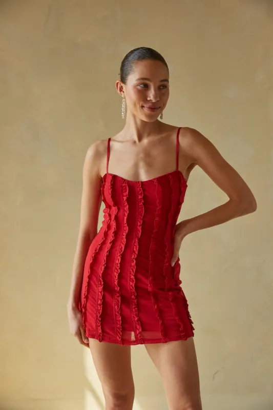 Venetia Ruffle Slip Mini Dress sold by American Threads