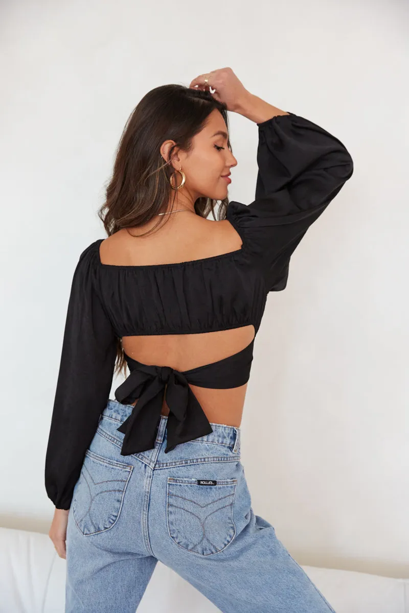 April Puff Sleeve Wrap Crop Top sold by American Threads product image thumbnail 3