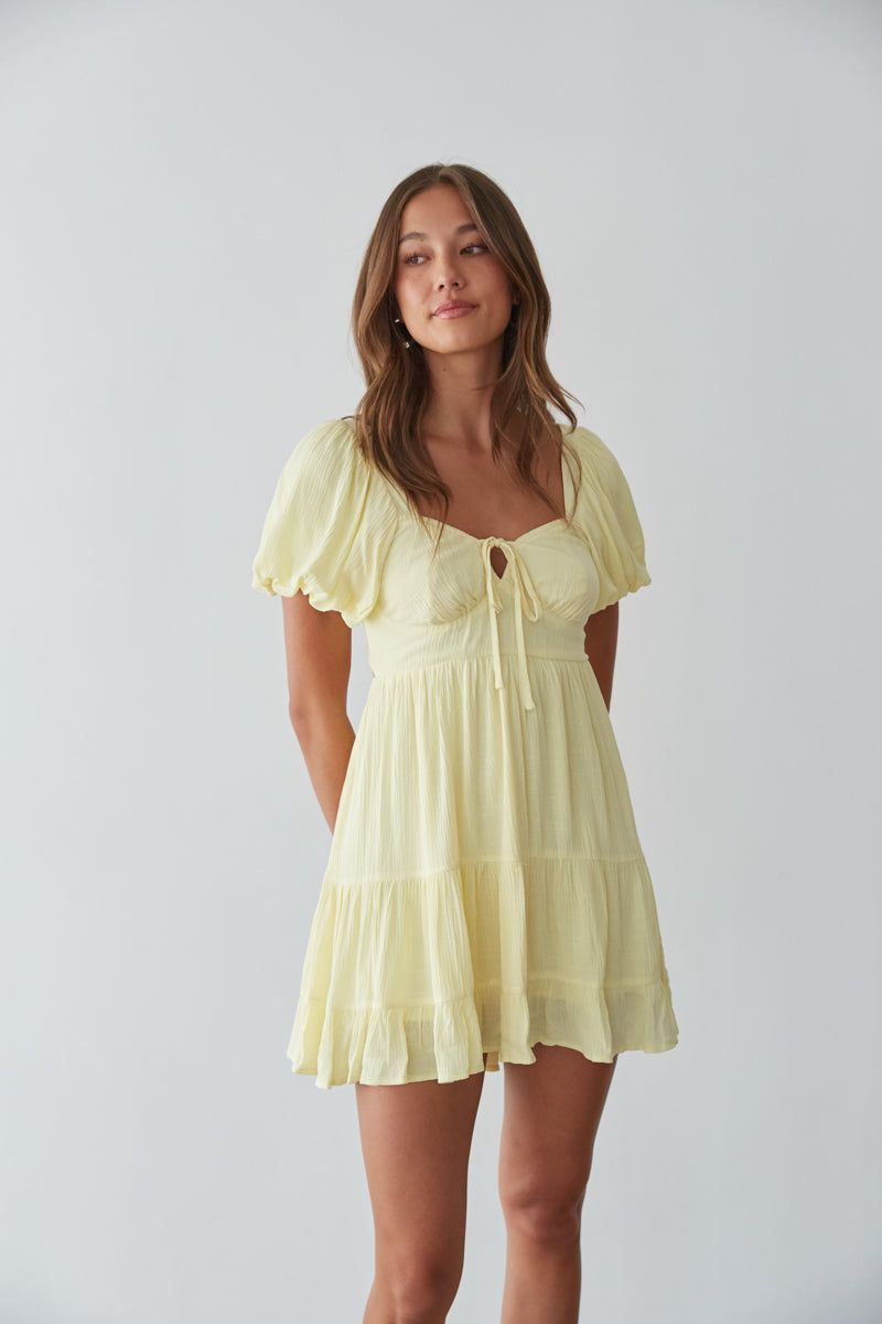 Dallas Open Back Puff Sleeve Babydoll Mini Dress sold by American Threads product image thumbnail 3
