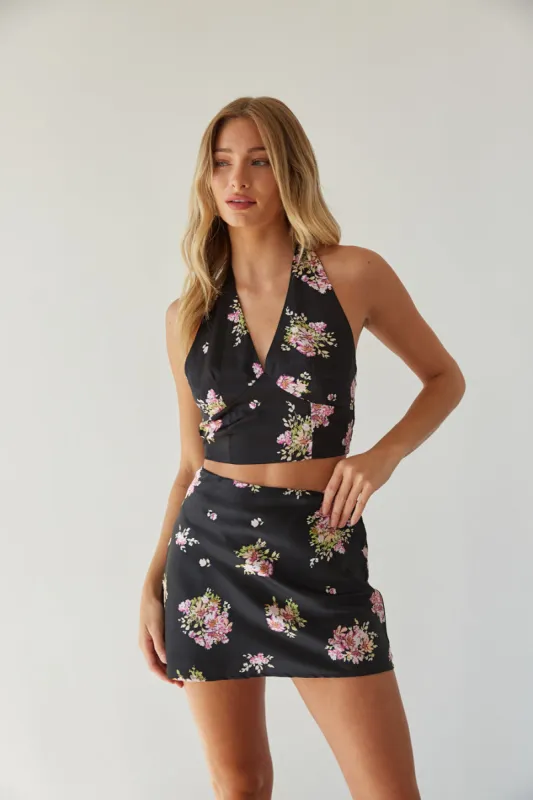 Glora Satin Floral Halter Top sold by American Threads