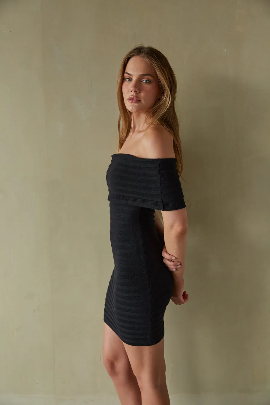 Stassi Off the Shoulder Bodycon Mini Dress sold by American Threads product image thumbnail 4