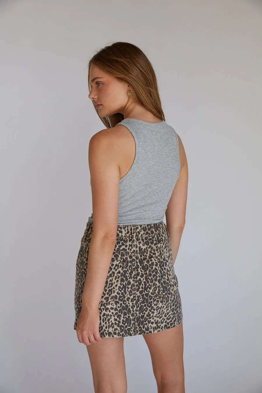 Harlow Leopard Denim Mini Skirt sold by American Threads product image thumbnail 2