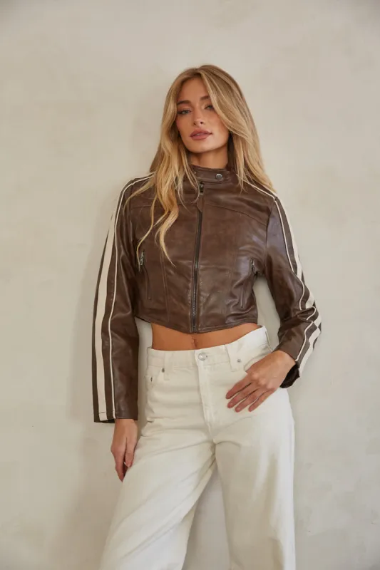 Riley Leather Cropped Jacket sold by American Threads