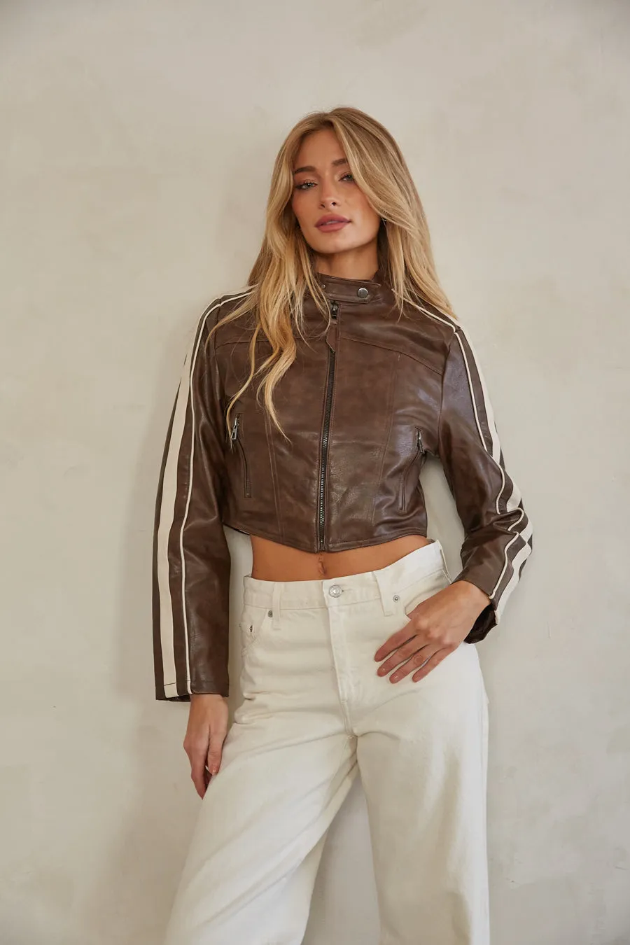 Riley Leather Cropped Jacket sold by American Threads