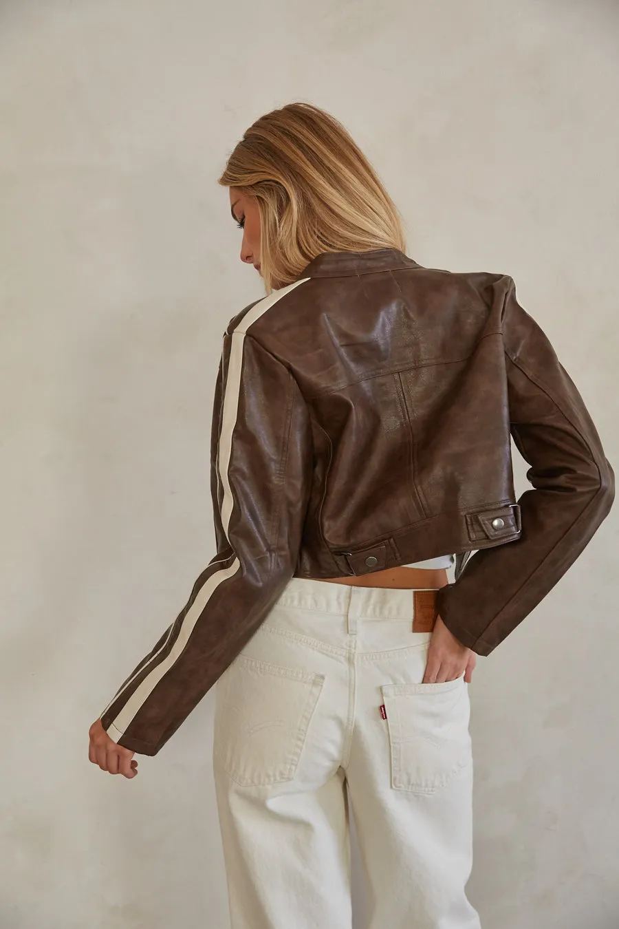 Riley Leather Cropped Jacket sold by American Threads product image thumbnail 2