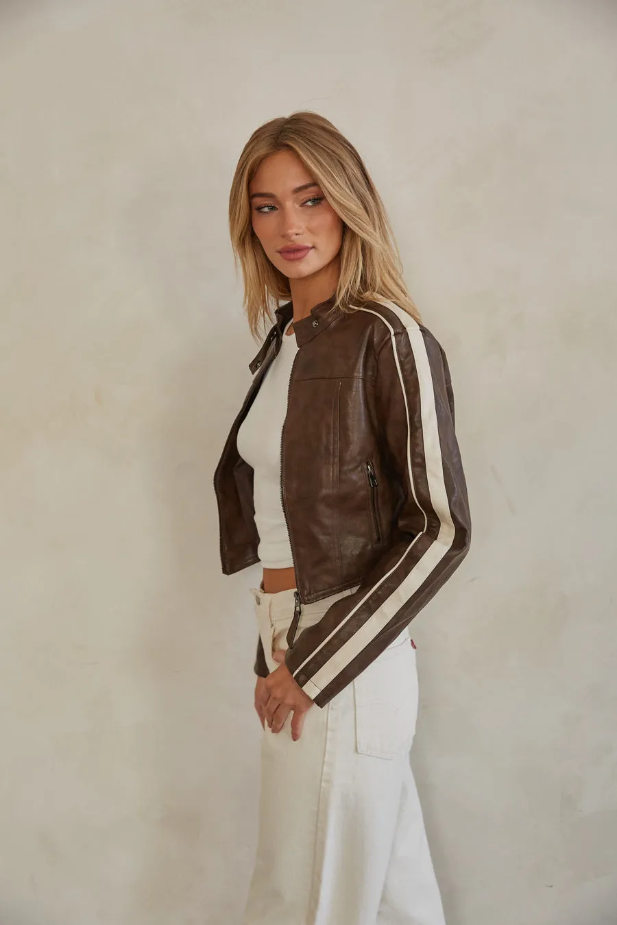 Riley Leather Cropped Jacket sold by American Threads product image thumbnail 3