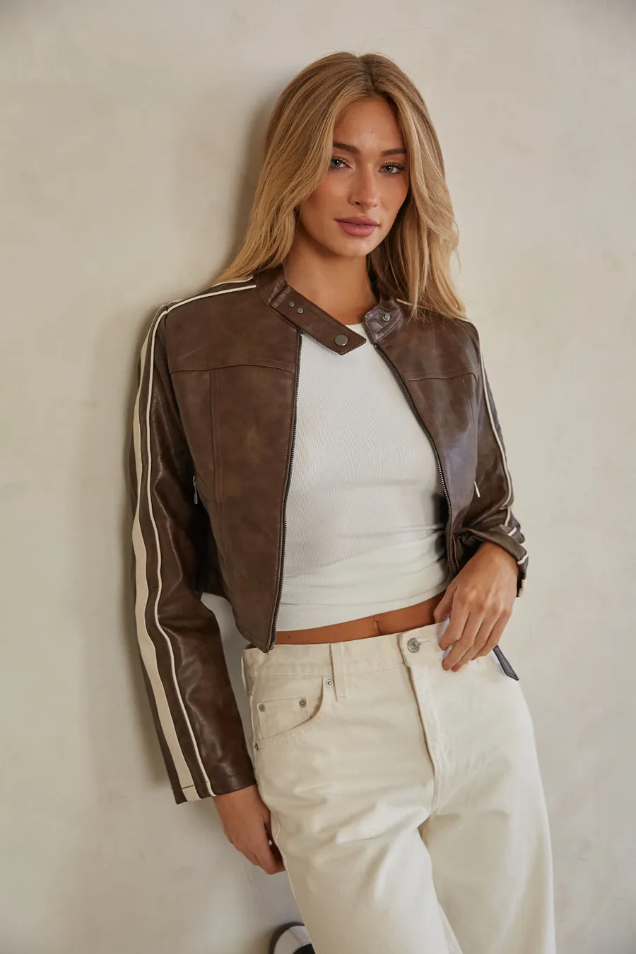 Riley Leather Cropped Jacket sold by American Threads product image thumbnail 5