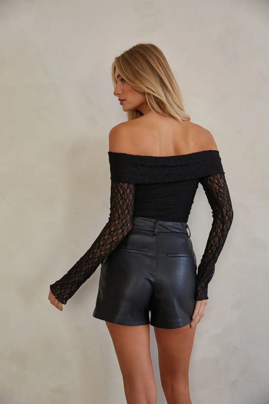Gabi Faux Leather Mini Shorts sold by American Threads product image thumbnail 2
