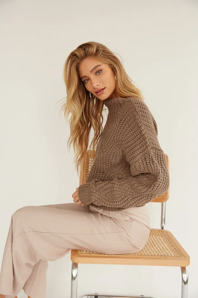 Greta Chunky Knit Sweater in Mocha sold by American Threads product image thumbnail 5