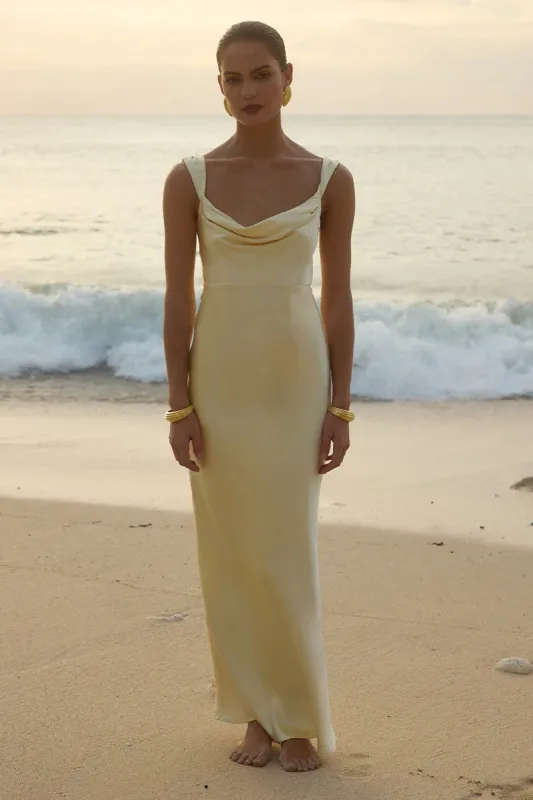 Margot Cowl Neck Satin Maxi Dress sold by American Threads