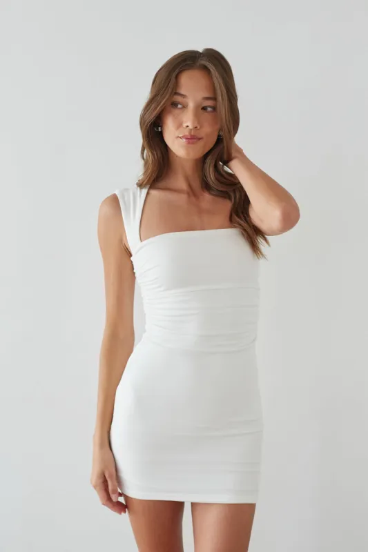 Layla Square Neck Ruched Bodycon Mini Dress sold by American Threads