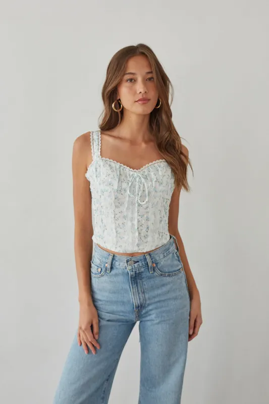 Beverly Lace Trim Floral Bustier Corset Top sold by American Threads