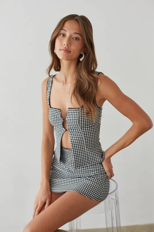 Olive Button Up Gingham Top made by Blue Blush