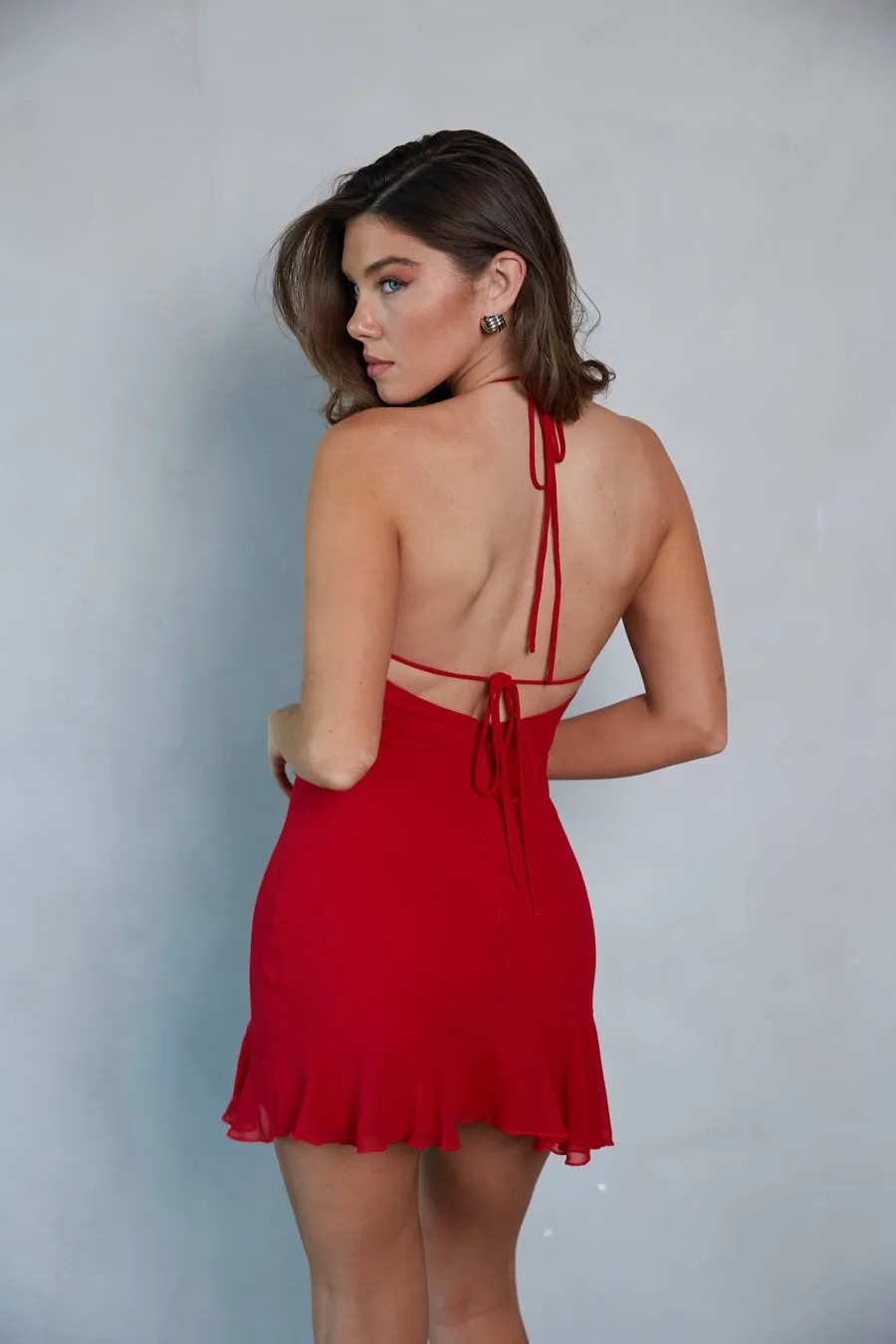 Bex Halter Ruffle Mini Dress sold by American Threads product image thumbnail 3