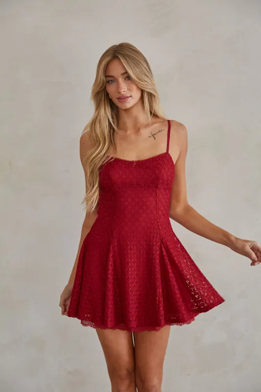 Betty Lace Fit and Flare Mini Dress sold by American Threads