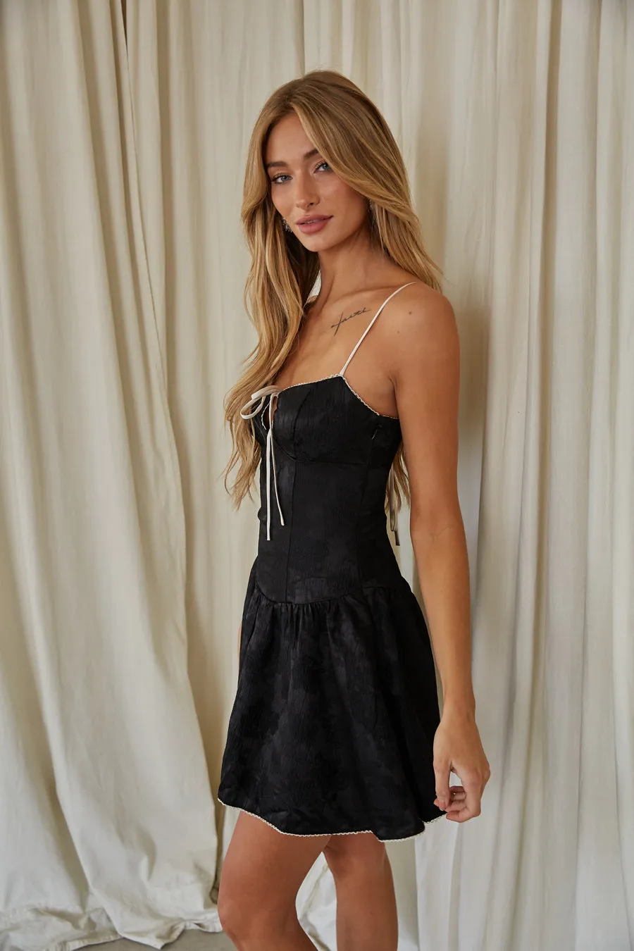 Alisha Coquette Contrast Fit and Flare Mini Dress sold by American Threads product image thumbnail 3