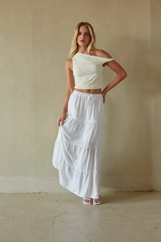 Fern Linen Tiered Maxi Skirt sold by American Threads