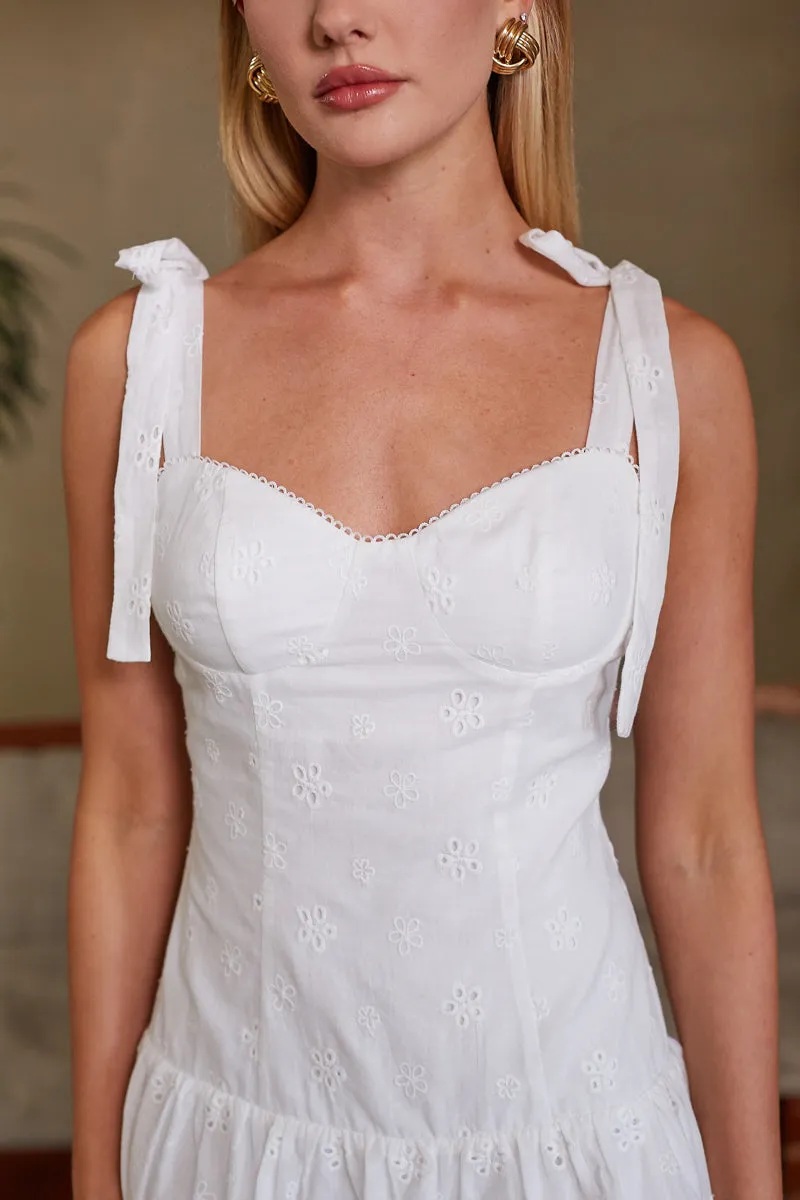 Annelise Eyelet Bow Straps Mini Dress sold by American Threads product image thumbnail 4