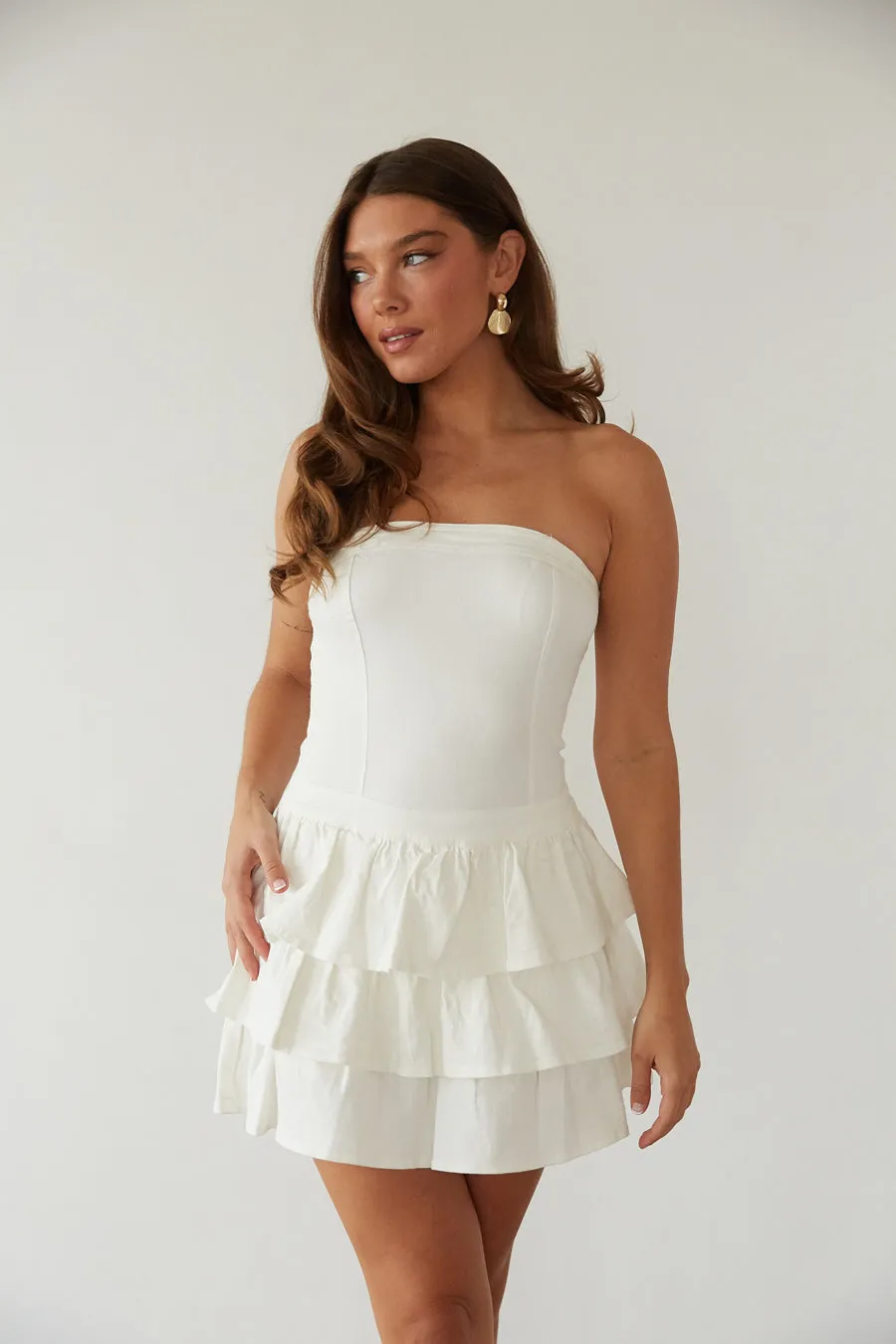 Venus Strapless Ruffle Mini Dress sold by American Threads product image thumbnail 4