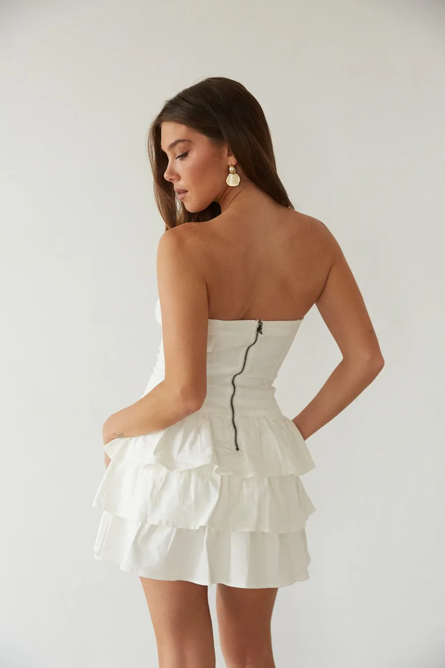 Venus Strapless Ruffle Mini Dress sold by American Threads product image thumbnail 2