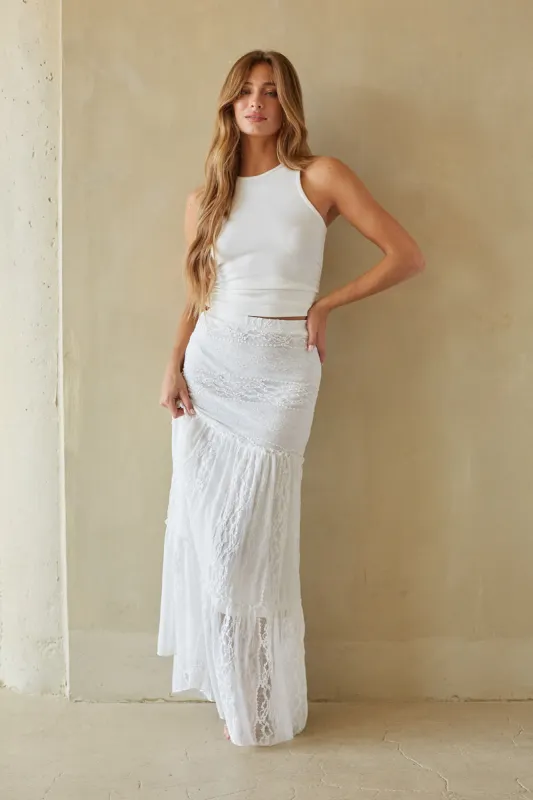 Fawn Lace Tiered Maxi Skirt sold by American Threads