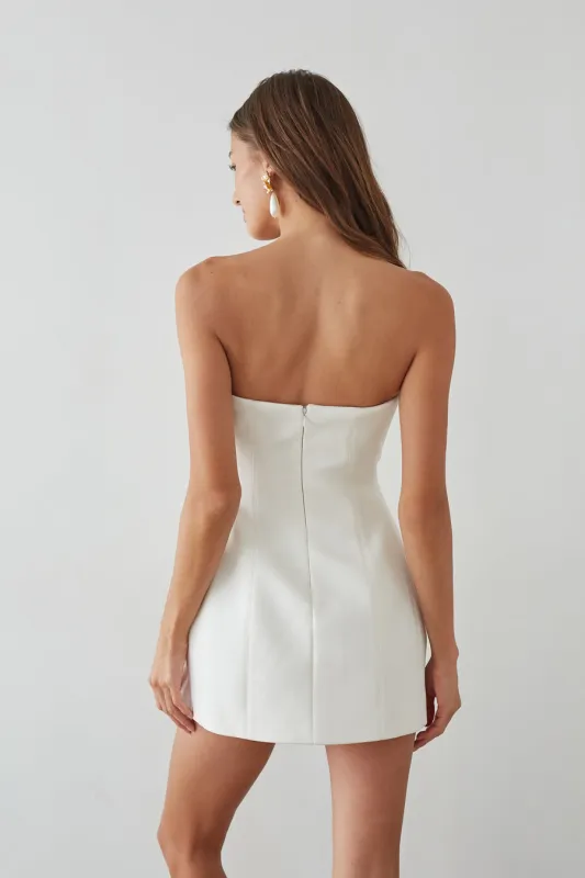 alix strapless twist front bubble mini dress Alix Twist Front Bubble Mini Dress